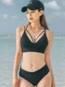 喜挖2店 韓國新款Bikini女士三角比基尼時尚性感交叉綁帶分體游泳衣