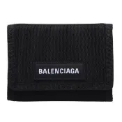 【Balenciaga 巴黎世家】經典Explorer系列品牌字母LOGO尼龍三摺短夾(黑507481-9TYY5-1000)