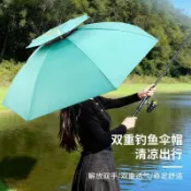 優選頭戴釣魚帽傘大號可摺疊雙層防曬專用傘雨傘帽黑膠斗笠傘垂釣漁具