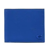 【康是美官方網購】COACH CC136 經典C LOGO荔枝皮革壓紋對開8卡短夾.藍