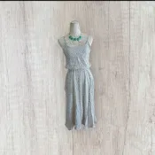 *♡*渡假風/細肩帶輕柔印花縮腰洋裝/S-小M/近新/二手《Anna的百寶箱》