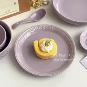 🔥特選優品🔥法式浮雕盤子菜盤家用陶瓷盤子牛排餐盤高級感水果沙拉盤平盤湯盤