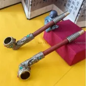 老式菸斗 傳統菸袋鍋 旱菸袋 手工旱菸桿 黃銅鍋子 紅檀木小巧桿 限定 菸斗 菸袋鍋 旱菸桿 黃銅鍋 紅檀木 菸具