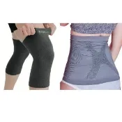 【京美】健康銀纖維護膝1雙+X能量極塑護腰1件(雙組合)