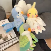  💎平臺優推💎爆款小鳥鸚鵡手偶毛絨玩具公仔腹語手偶早敎益智互動錶演玩偶禮物