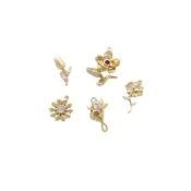 宏雲Hongyun-Ala-14K包金保色鑲鋯石小雛菊鬱金香玫瑰花小花吊墜手工耳環手鏈掛件