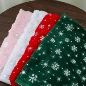 【台中發貨】聖誕雪花燙銀包花布 加厚兔毛絨布 花藝包裝布 DIY 平安果花束材料 花店聖誕專用資材