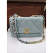 二手9新保證正品Chanel香耐兒離霧藍19包26cm