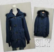 ☀️二手衣☀️SLY N3B女款 藍色 兩件式內刷毛 貉子毛領連帽保暖外套1號AA00333