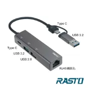 SANJING三井3C 【RASTO 中景】RH12 鋁製 USB3.2 + RJ45 高速網卡集線器【三井3C】