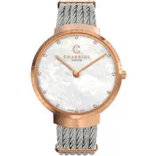 夏利豪 CHARRIOL 經典時尚 真鑽鋼索腕錶 珍珠母貝 精品女錶 34mm 送禮推薦 ST34CP560015