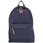 Polo Ralph Lauren 小馬布標皮革飾帆布後背包(深藍)