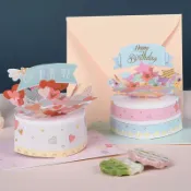 良梧【現貨速發】DIY手工3D立體生日賀卡 帶信封 二款 可愛創意 生日卡 祝福卡 慶祝 通用 萬用 可愛祝福 生日卡片
