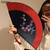 洛陽牡丹 女版手繪扇子摺扇中國風古風古典摺疊扇萬聖節暗黑裝飾扇子