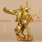 【開運招財】黃銅關公像 銅像擺件 武財神爺 關羽 關二爺 橫刀騎馬關公 關聖帝君 家居裝飾 辦公室擺飾 禮品 神像