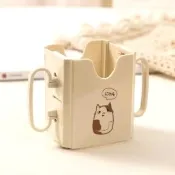 鋁箔包防擠壓杯套2入(可折疊 防捏 小孩 外出 杯托 雙手把 杯架 飲料杯架 輔助杯 牛奶杯)