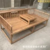 【人氣爆款】實木羅漢床簡約老榆木沙發床榫卯民宿躺椅沙發原木禪意客廳家具
