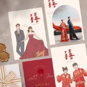 客製化喜餅謝卡-似顏繪-結婚小卡-喜餅小卡-結婚謝卡-囍餅小卡-囍餅謝卡-10元起【風華喜帖】