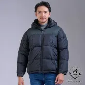 BARONECE 時尚異材質拼接化纖羽絨外套_黑(271540-38)