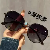 全球選品1館 生活百貨 漸變色韓系復古小圓框墨鏡女防紫外線顯高級偏光太陽鏡(可配近視)