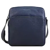 【BALLY】SOREL 簡約烙印LOGO小牛皮方包記者包斜背包(深藍)