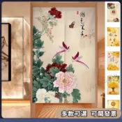 桃園有貨⚡️免運 宅配送桿 門簾 中式清雅風門簾 富貴雍容古風簾 客廳玄關隔斷簾 臥室免打孔布藝裝飾 風水門簾 招財23