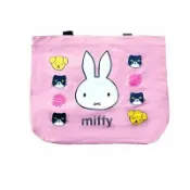 asdfkitty可愛家精品店 asdfkitty*米飛兔大容量帆布側背袋 肩背袋 環保購物袋 粉紅色大臉款-日本正版商品