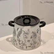 豬油罐 辣椒油罐 油罐 儲油壺 瀝油壺 儲油罐 醬料罐 中古風豬油罐調味罐個性可愛大容量調味瓶罐防潮帶蓋帶勺雙耳鹽罐