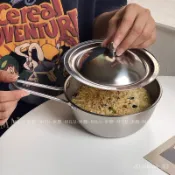 韓式ins風304不銹鋼泡麵碗帶蓋高顔值湯碗螺螄粉學生宿捨專用碗 JMUO