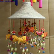協貿國際日用品生活2館 云南民族風店鋪飾品展示掛件斗笠草帽發簪步搖風鈴掛飾吊飾裝飾品