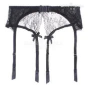 EFP大美人-珞櫻正品♡高檔吊襪帶性感女王透明蕾絲可調腰圍隱藏葫蘆扣大小長統襪配件~黑白膚S-L