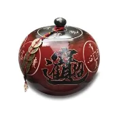 【鶯歌陶瓷】茶葉罐型聚寶盆-陶瓷蓋款-中-招財進寶/古錢系列-附贈五帝錢(聚寶盆/聚寶甕/茶葉罐)