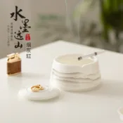 喜挖2店 陶瓷帶蓋菸灰缸防飛灰小號家用辦公室菸缸客廳擺件功夫茶具配件