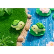 可愛小烏龜【小烏龜X松菓先生】微景觀 生態瓶 橢圓石板 可愛小動物 公仔 造景缸 苔蘚 石頭 小石頭 苔蘚瓶