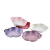 (店+)【Le Creuset】花形深盤組 20cm 5入 (薔薇粉/蛋白霜/錦葵紫/淡粉紅/藍鈴紫) 餐盤 造型盤