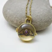 小盒子系列-白水晶‧星光紅寶石‧硫化黃銅‧吊墜盒手工鍊項鍊