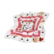 Vivienne Westwood 撲克花色閃粉邊點綴行星LOGO圖騰大帕領巾(淺灰系/58CM)