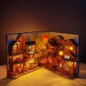 【上手家居】DIY書立袖珍屋(模型屋/娃娃屋/3d立體拼圖/diy材料包)
