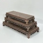 (店+)【御古齋】虎斑雞翅木 長方形 鏤空如意邊 長形底座 藝品展示底座 花台花座 美觀實用 三種尺寸可選 0410