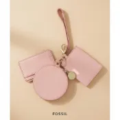 【台灣現貨】FOSSIL 真皮三件式卡夾組 粉色｜零錢包＋卡片夾＋短夾｜手腕帶設計 小包必備