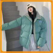 免運🔥羽絨外套 鋪棉外套 千鳥格麵包服 寬鬆加厚棉襖 立領外套 男女同款鋪棉外套 反季出清百搭情侶外套 學生保暖羽絨