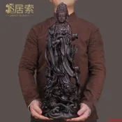 【免運】擺件 風水擺件  木雕南海觀世音菩薩佛像擺件騎龍觀音站像居家用客廳寺廟佛堂供奉精品