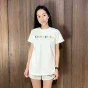 美國百分百【全新真品】Champion T恤 棉質 短袖 女款 冠軍 上衣 T-shirt logo 短T 白色 CG21