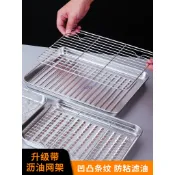 【台灣熱賣】小烤箱用烤盤 不鏽鋼托盤 帶網架 瀝水瀝油盤 長方形帶烤網濾油盤 防粘