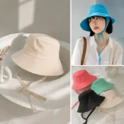 (店+)【LEEHER】帽子/日系漁夫帽/大頭圍帽子/防曬帽/盆帽/遮陽帽/百搭/大帽沿帽子/多巴胺/女生帽子/糖果色