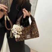 墨韵書香 超火小衆流行豹紋包包女新款秋冬季百搭斜挎包時尚手提餃子包