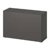 【IKEA 宜家家居】BESTÅ 附門片層架組, 深灰色/lappviken 深灰色, 60x22x38 公分