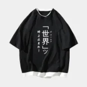 協貿國際日用品生活12館 夏季短袖jojo的奇妙冒險吉良吉影皇后殺手休閑T恤假兩件半袖衣服