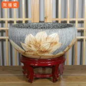 銀聯網日用品生活館 景德鎮陶瓷花盆荷花缸睡蓮碗蓮花盆園藝裝飾擺件水缸養金魚缸龜缸