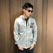 美國百分百【全新真品】Superdry 極度乾燥 棉質 連帽外套 刷毛 復古 男 麻灰色 S/XL號 特價 E929